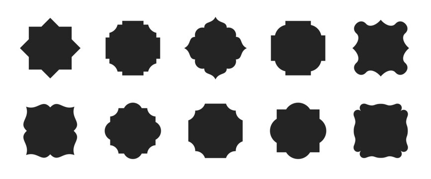 Simple Minimalist Silhouette Frame Vector Set. Basic Shapes Border Illustration