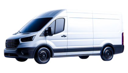 White Delivery Cargo Van Side View PNG
