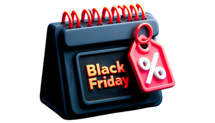 Black Friday Sale Calendar Tag 3D PNG
