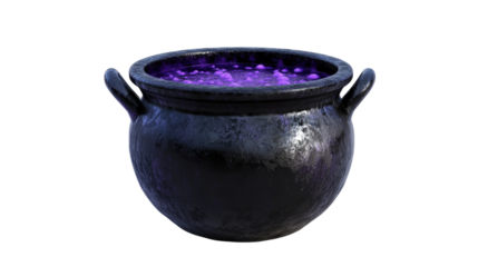 
A black pot with purple liquid in it

