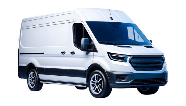 White Delivery Van Front View PNG