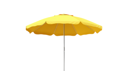 A large yellow umbrella is sitting on a white background