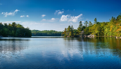 Fototapeta premium Calm Lake Water Shot In Muskoka Ontario Cottage Country