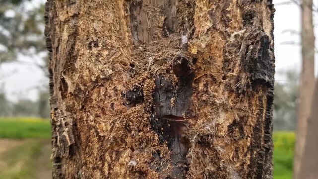 Tree Bark Insect Damage Holes Infestation Identification
