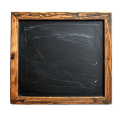 Wooden-framed chalkboard; some erased text, ready for new notes