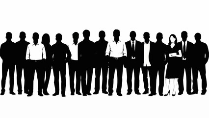 Silhouette of a diverse group of business professionals standing together.