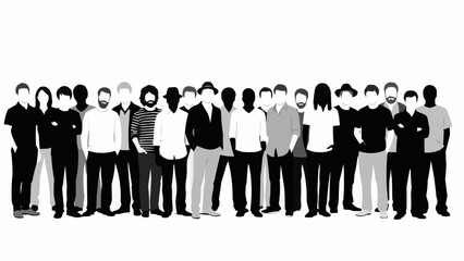 A diverse group of men standing together in a line.