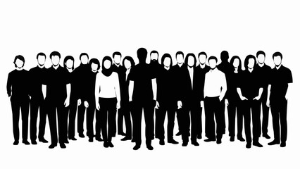 Diverse Group of Professionals Standing Together in Silhouette.