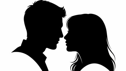 Silhouette of a couple looking at each other intimately.