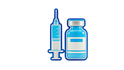 Vaccine Syringe and Vial Isolated on White Background