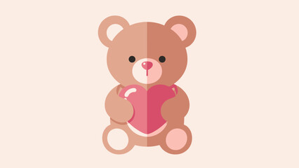 Naklejka premium Cute Teddy Bear Holding Heart Shape.