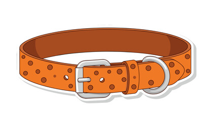 Orange Dog Collar with Polka Dots and Silver Buckle - Illustration