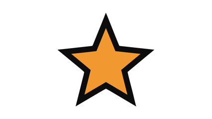 Orange Five-Pointed Star Icon with Black Outline