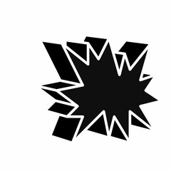 Fototapeta premium Bold black explosion graphic with white outline on clean background