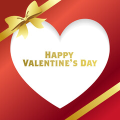 金色のリボンとハートのフレーム素材。