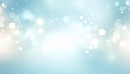Ethereal light blue abstract background featuring shimmering bokeh circles and a soft focus gradient center.