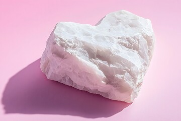 Fototapeta premium Heart-Shaped Pink Rock on Soft Pink Background for Abstract or Romantic Themes