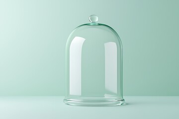 Obraz premium Clear Glass Dome on a Soft Green Background for Various Decorative Displays