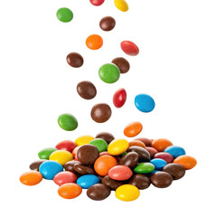 Colorful candy chocolate sweet dessert snack pile isolated falling bright round candy chocolate sweet dessert snack pile isolated falling treat fun