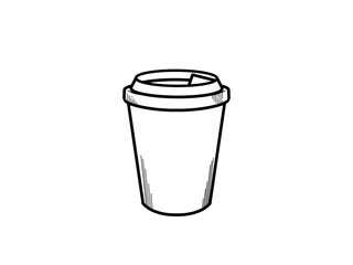 Simple line icon of takeaway coffee cup with lid black