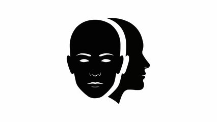 Stylized Silhouette of Two Human Heads Facing Opposite Directions.