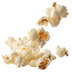 Popcorn kernel snack food white salted crunchy falling isolated closeup puffed corn movie cinema entertainment tasty delicious savory crispy junk