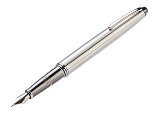 Sleek fountain pen silver pen writing instrument metal pen luxury pen office supply calligraphy tool nib closeup stationery elegant design Smooth