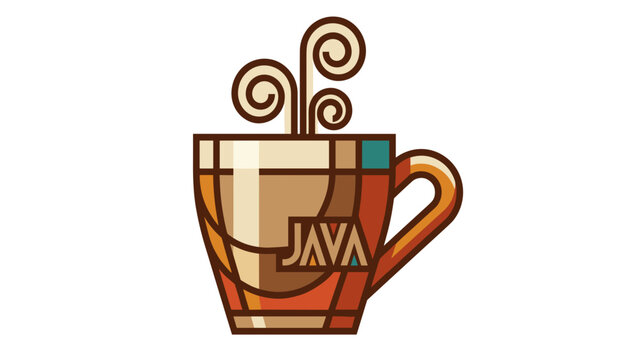 Stylized java programming language coffee cup logo icon
