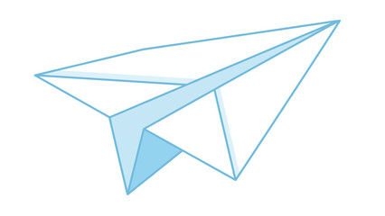 Simple hand drawn paper airplane icon with light blue accents
