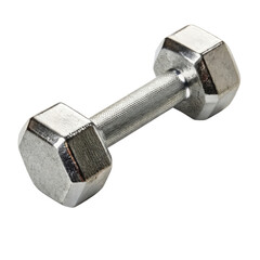 Fitness dumbbell metal gym exercise workout weight strength single silver dumbbell with textured grip handle transparency background for fitness