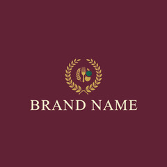 Luxury Brand Logo with Laurel Wreath Design.