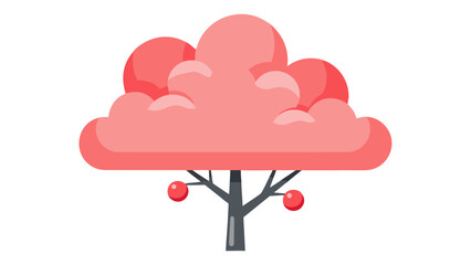 Pink Cartoon Tree with Red Berries Icon