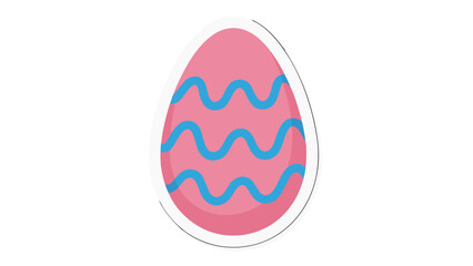 Pink Easter Egg with Blue Wavy Stripes Flat Icon