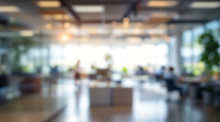 Blurred modern office interior with people working
