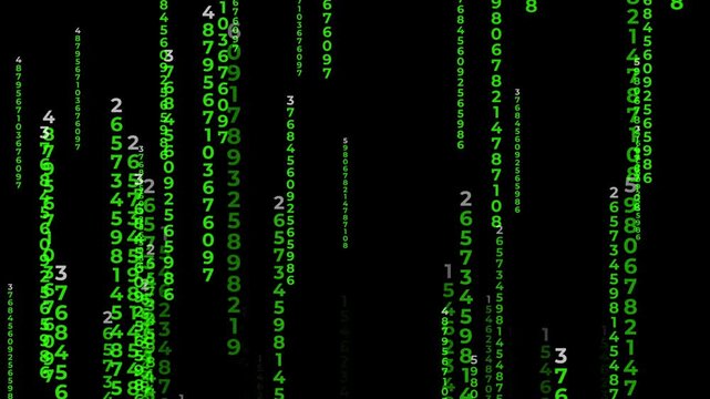 Green Digital Matrix Rain Falling Code Binary Motion Background