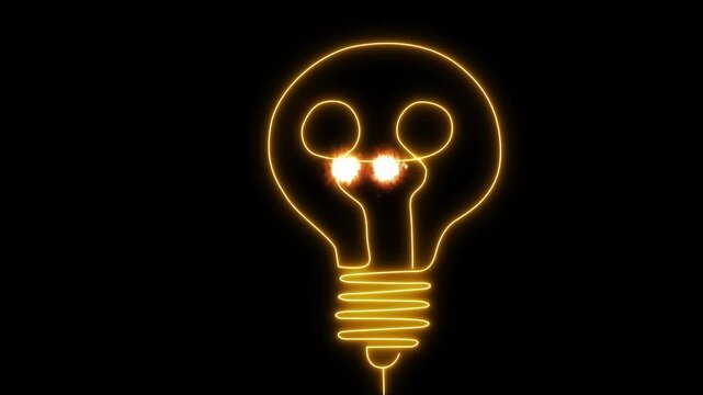 lowing light bulb symbol animation. blue color light bulb Electricity icon, Light lamp icon. power supply source concept, glowing neon bulb icon animation. bolt, bright, 