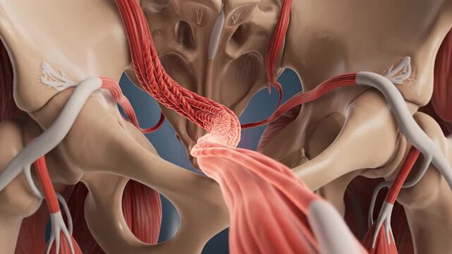 Anatomical Animation: Camera Travels Through Lesser Sciatic Foramen and Pelvic Structures