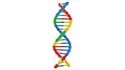 Colorful dna double helix structure isolated on transparent background
