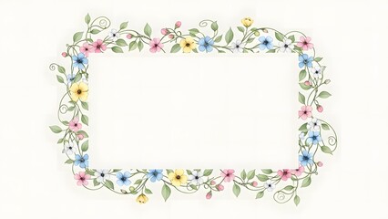 A colorful floral border frame with a blank center