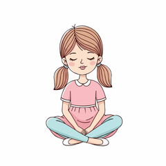 Young girl meditating in a peaceful lotus pose.