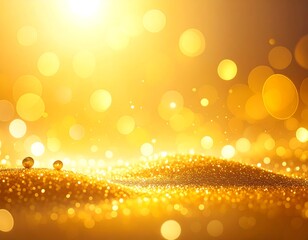 Glowing gold dunes with sparkling orbs under warm sunlight