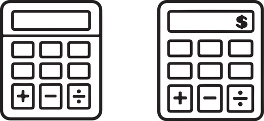Black and white calculator icons