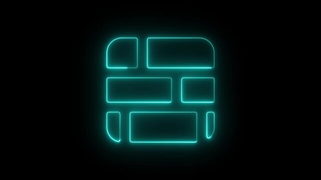 Neon brick 4k video Animation motion.  business, web, sign, button, 