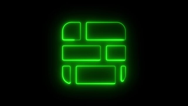 Neon brick 4k video Animation motion. text, icon, sign, concept, 