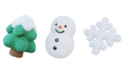 wool felt texture winter icon 3D graphic set