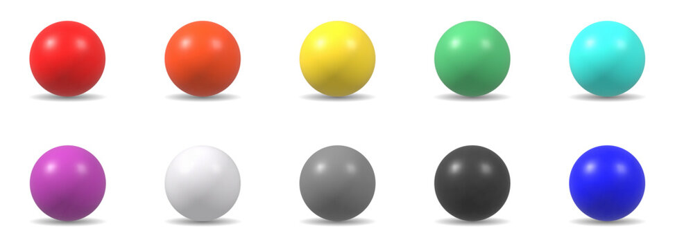 3d glossy colored vector spheres set isolated on white background
