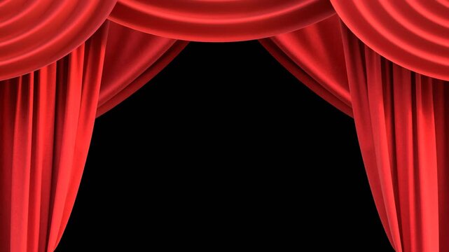 3D red curtain on the theater stage | Alpha Channel