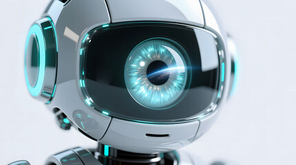 Extreme close-up of a futuristic robot's detailed eye, symbolizing advanced vision and artificial intelligence.