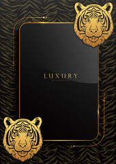 luxury tiger black gold art text box background, islamic circle line design, elegant diwali india wallpaper, artwork for web templates, cover invitation card 