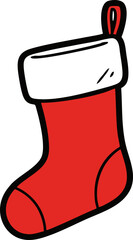 Vibrant Red Christmas Stocking with White Cuff and Hanging Loop.
